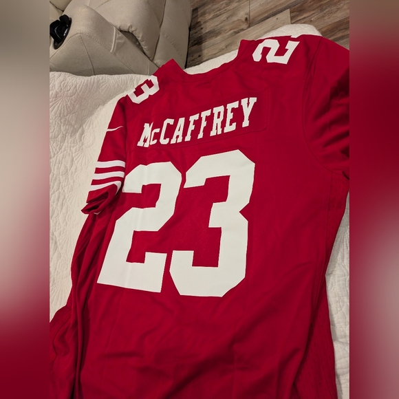 Men's Nike Christian McCaffrey Scarlet San Francisco 49ers Super Bowl LVIII Game - Picture 2 of 6